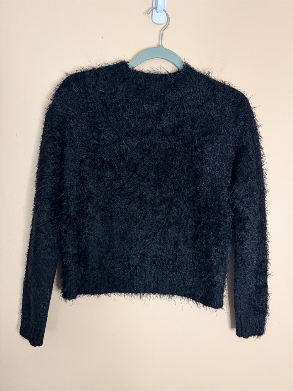 Forever 21 Black Fuzzy Crewneck Sweater